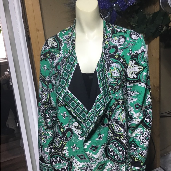 Chico’s Green, Black, White Blazer - Picture 3 of 11